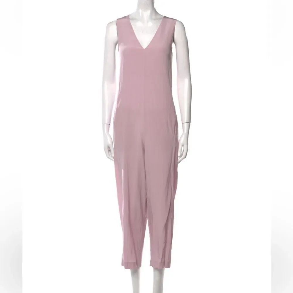Tibi Silk V-Neck Jumpsuit blush pink size 4